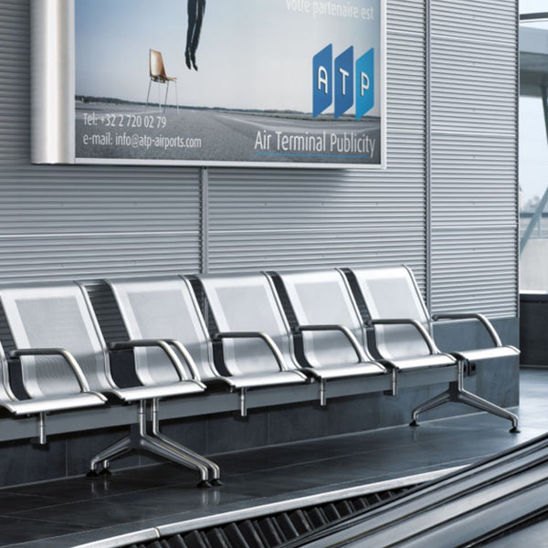 Terminal 2-seater, 3-seater, 4-seater bench, metal seat shells